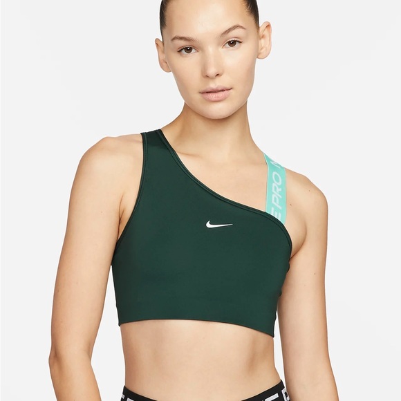 Nike Other - NWT Nike Swoosh Asymmetrical Sports Bra Dark Green & Teal Blue